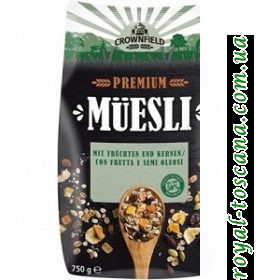 Мюсли с фруктами и орехами Premium Crownfield 