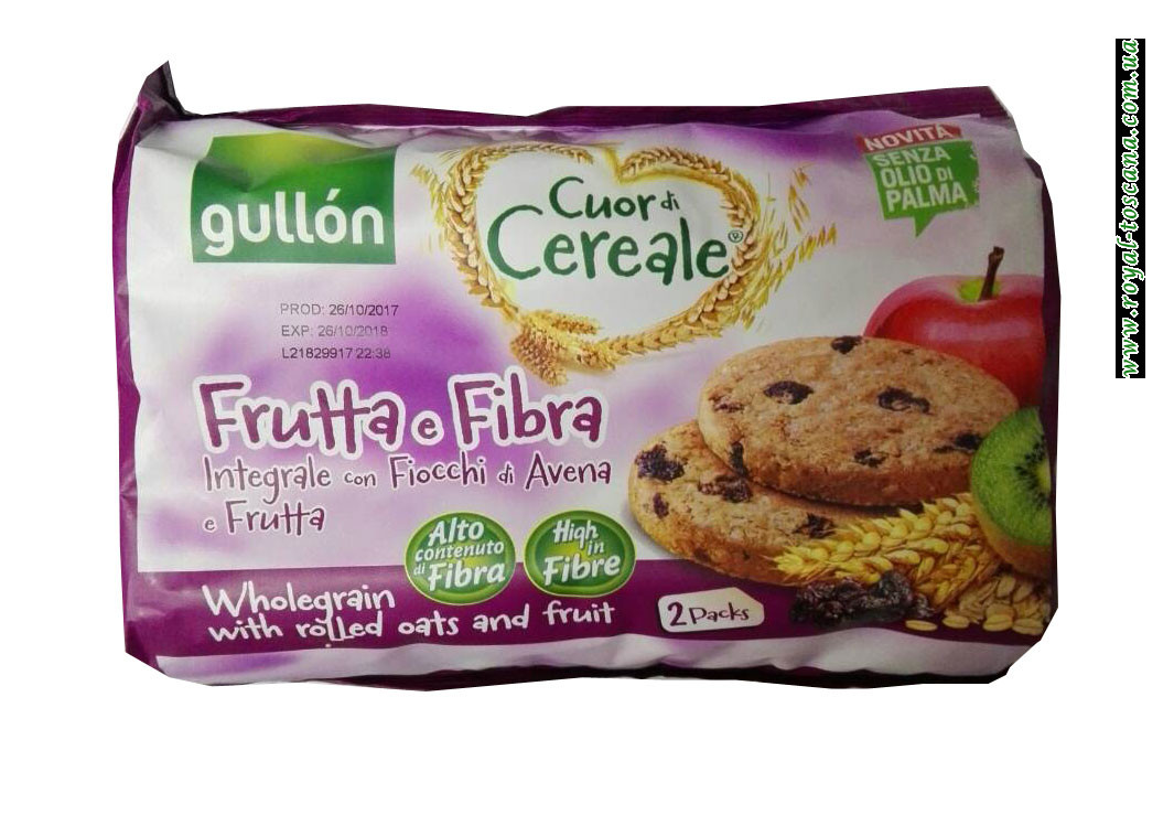 Печенье фруктовое Gullon Cuor di Cereale Frutta e Fibra 2*300g