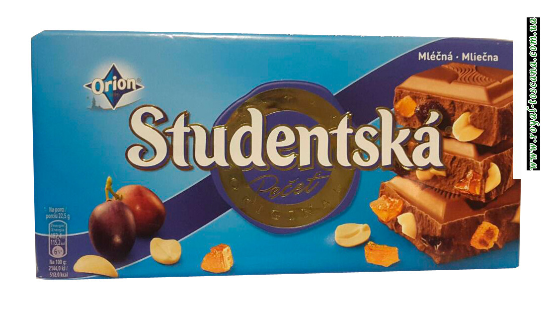 Уцененные. Шоколад молочный Orion Studentska Zele a Rozinkami