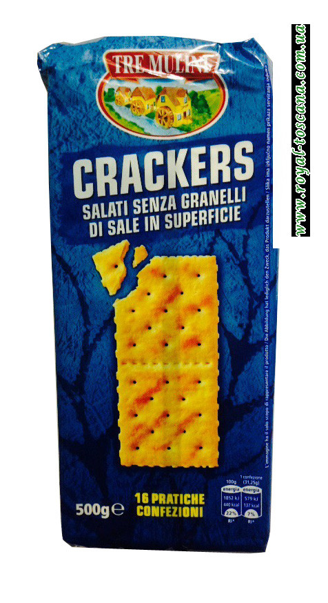 Крекер Tre Mulini Crackers Salati Senza Granelli di Sale in Superficie