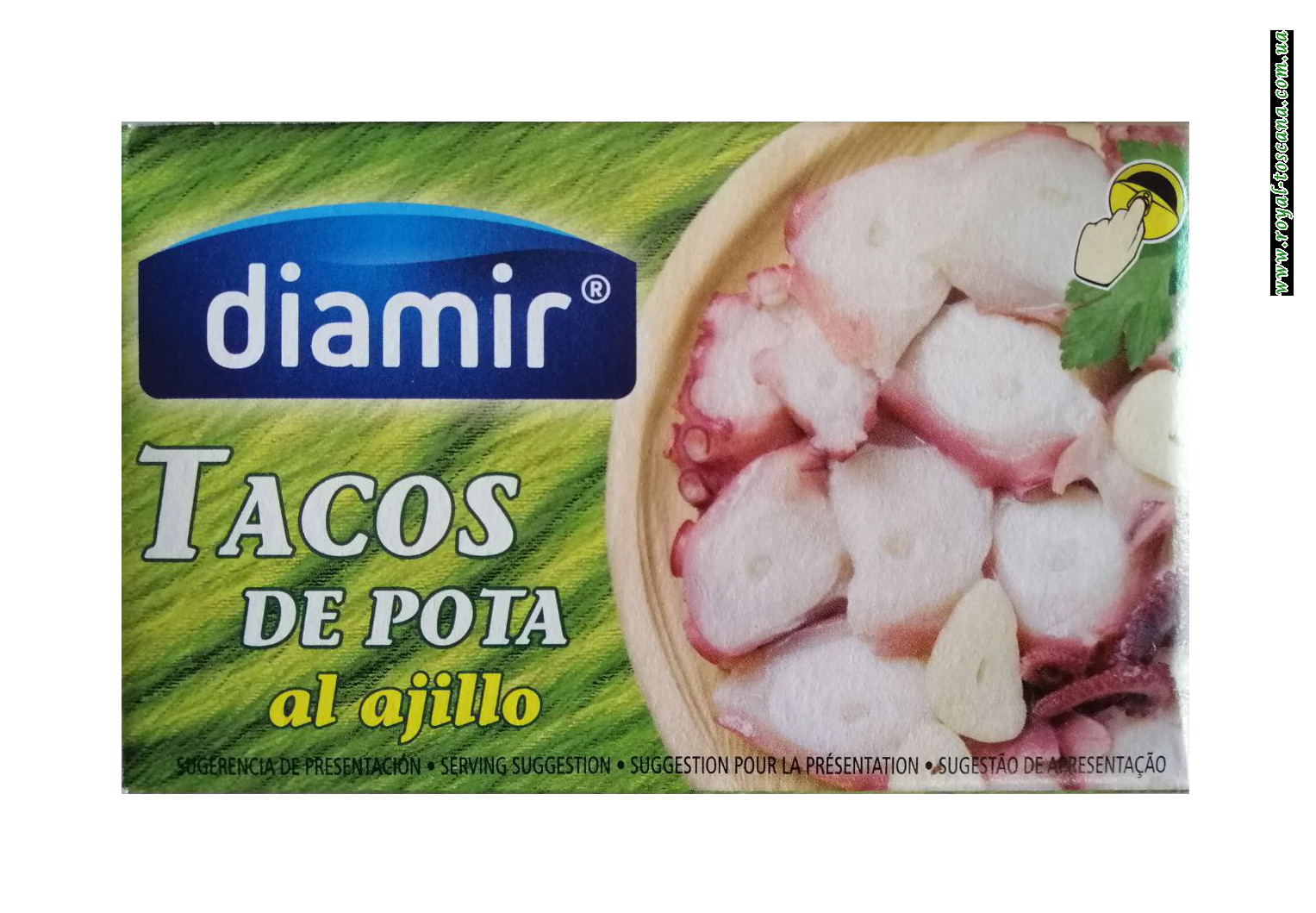 Осьминог кусочками с чесноком Diamir Tacos de Pota, 111 г.