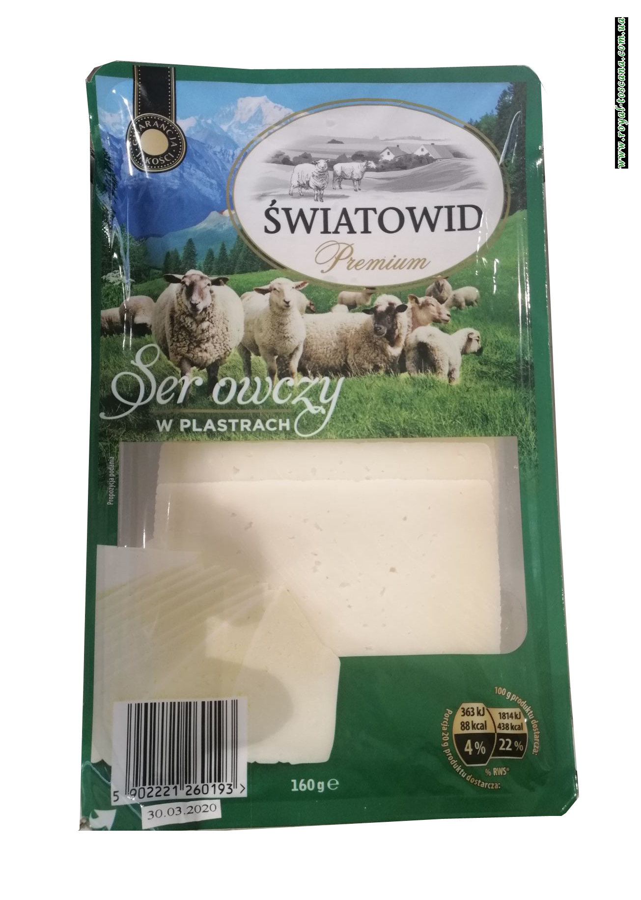 Сыр, нарезка, овечий Swiatowid,160г