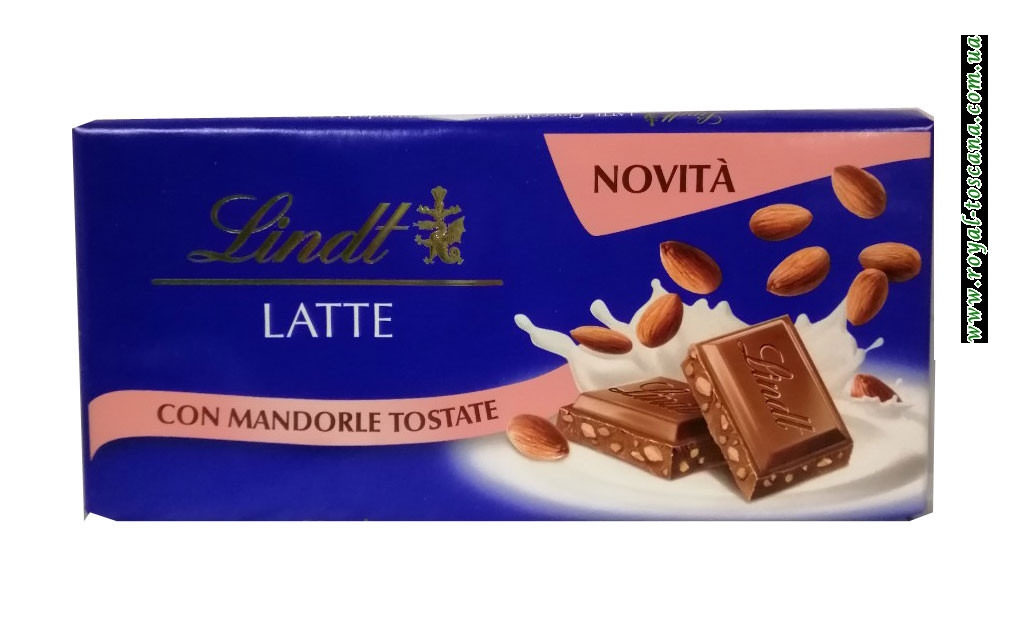Шоколад молочный с миндалем Lindt Latte con Mandorle Tostate